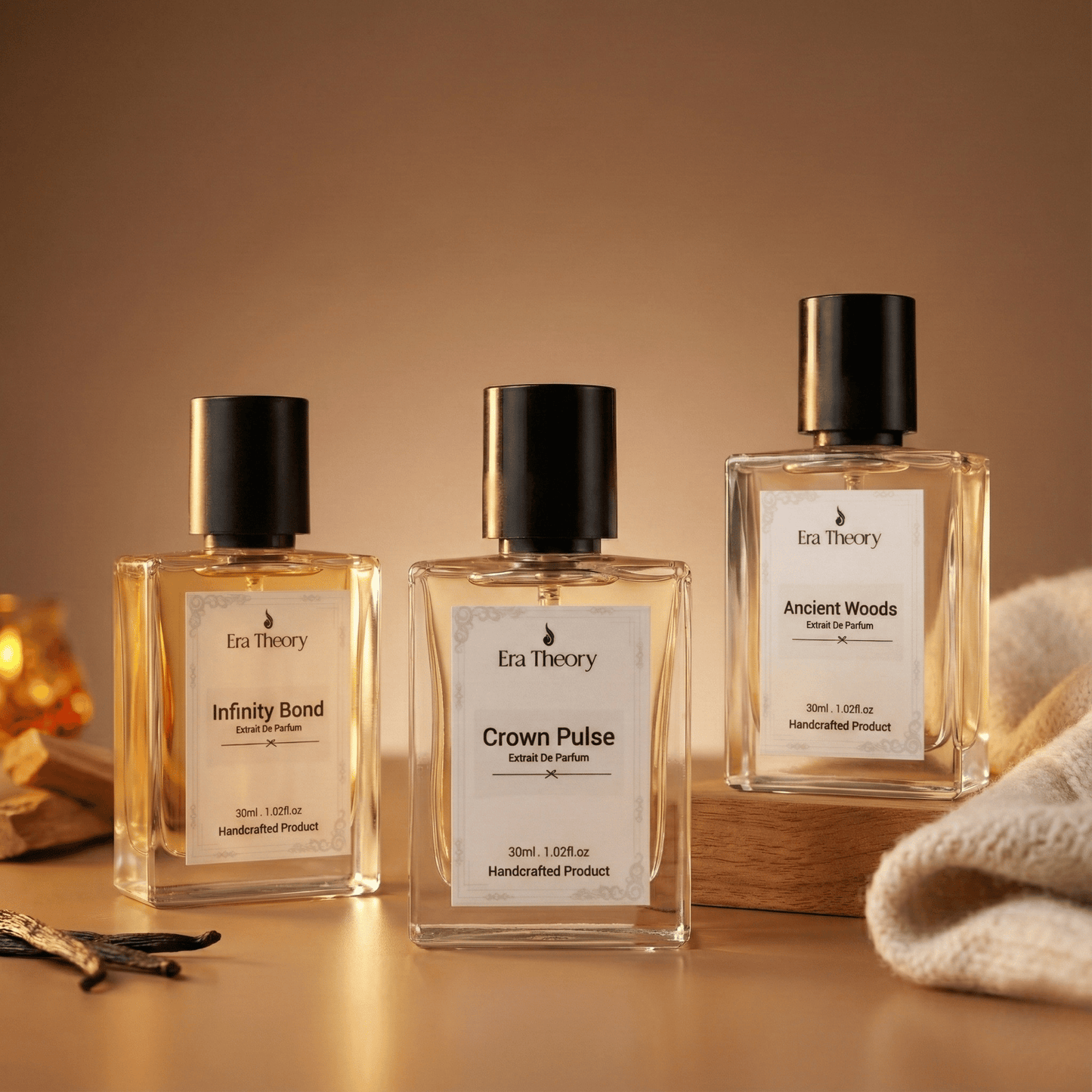 The Legacy Trio perfume set by Era Theory with fresh woody and sweet scents