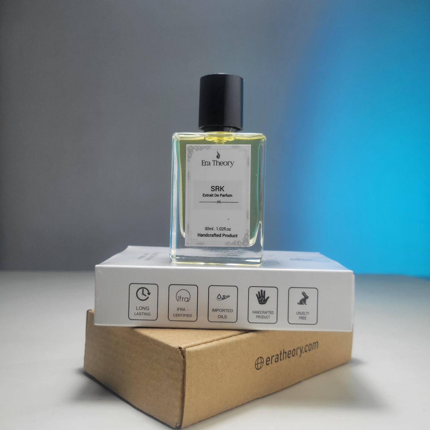 SRK perfume bottle by Era Theory inspired by Shah Rukh Khan with fresh citrus and warm wood notes