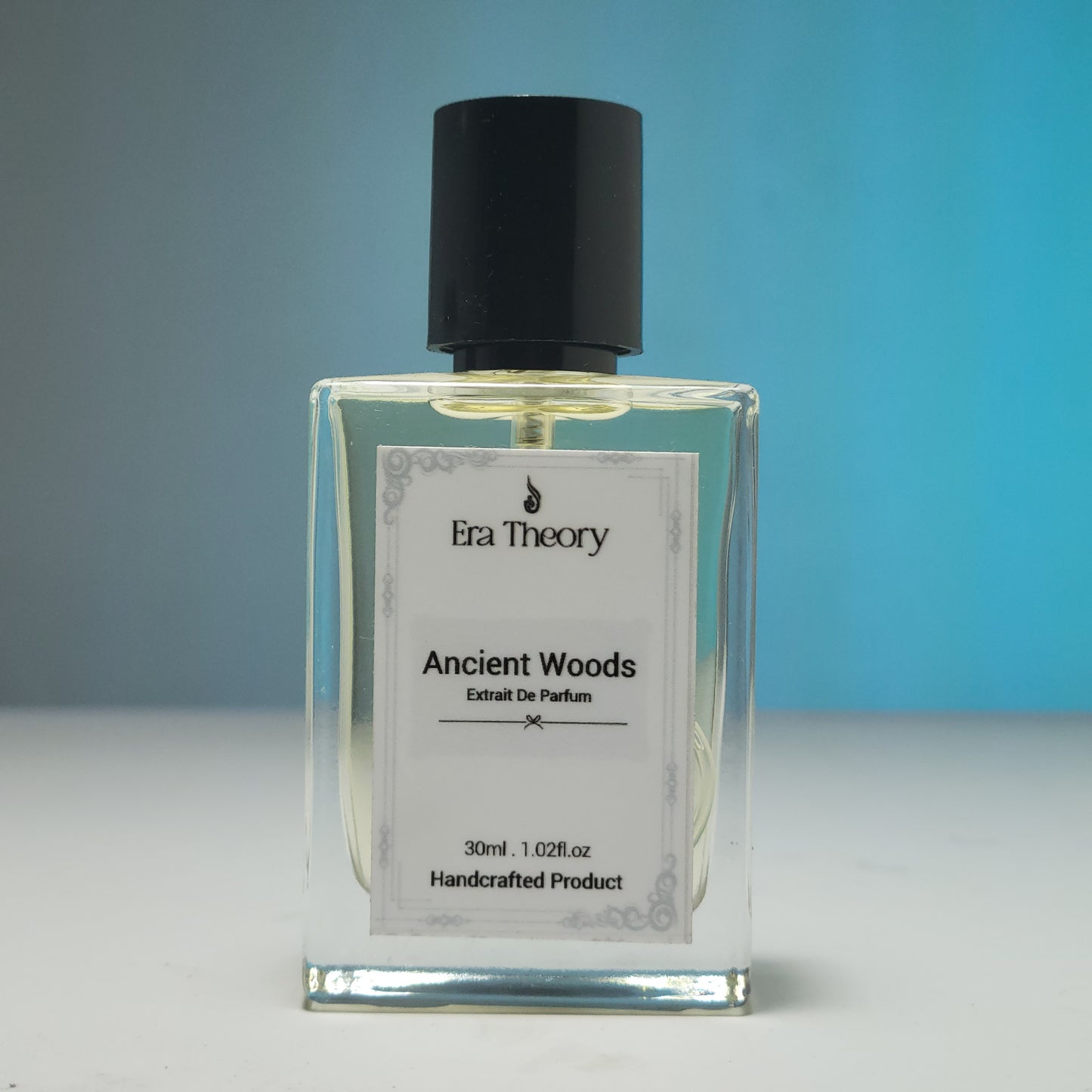Ancient Woods perfume bottle by Era Theory inspired by Diptyque Tam Dao with creamy sandalwood and cypress notes