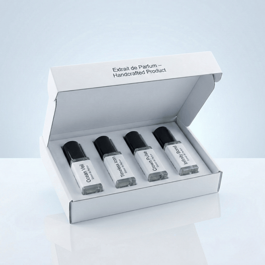 Era Theory 4 pack perfume set with Ocean Veil, Crown Pulse, Infinity Bond and Timeless Icon