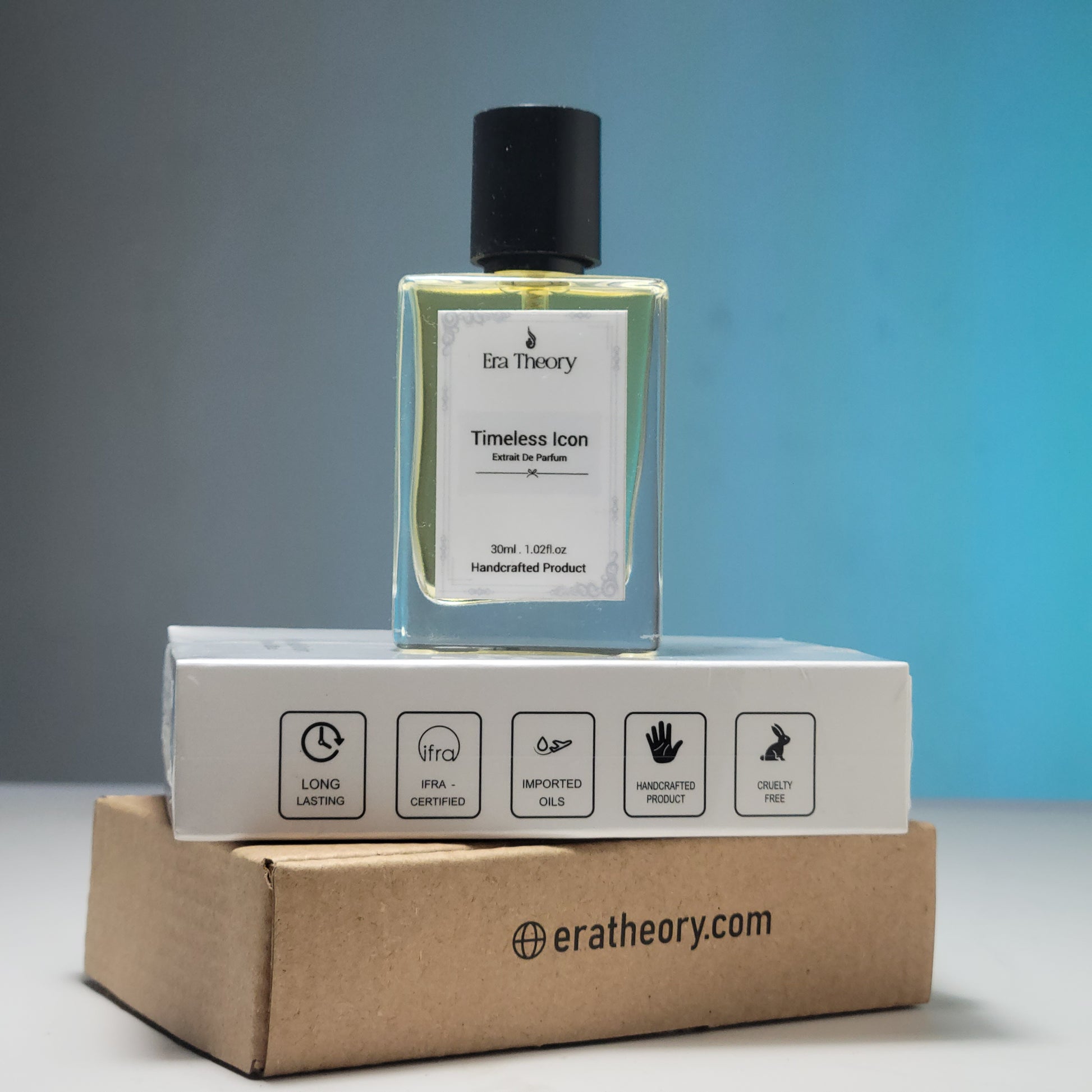 Timeless Icon perfume bottle by Era Theory inspired by Dunhill Icon with notes of neroli and oud