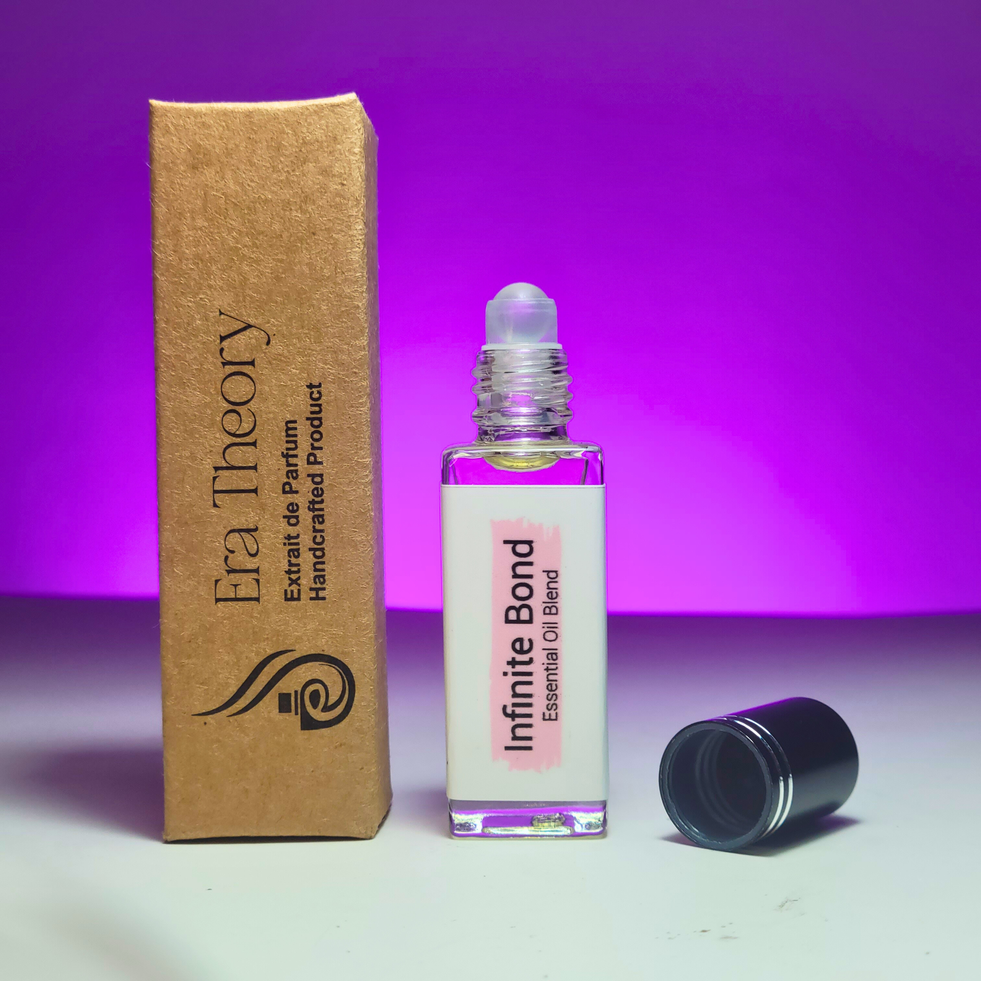 Infinity Bond perfume bottle by Era Theory inspired by Stronger With You with warm notes of chestnut and vanilla