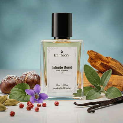 Infinity Bond perfume bottle by Era Theory inspired by Stronger With You with warm notes of chestnut and vanilla