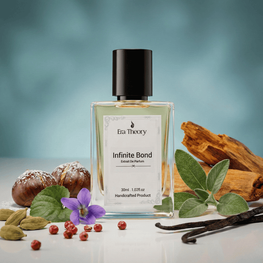 Infinity Bond perfume bottle by Era Theory inspired by Stronger With You with warm notes of chestnut and vanilla