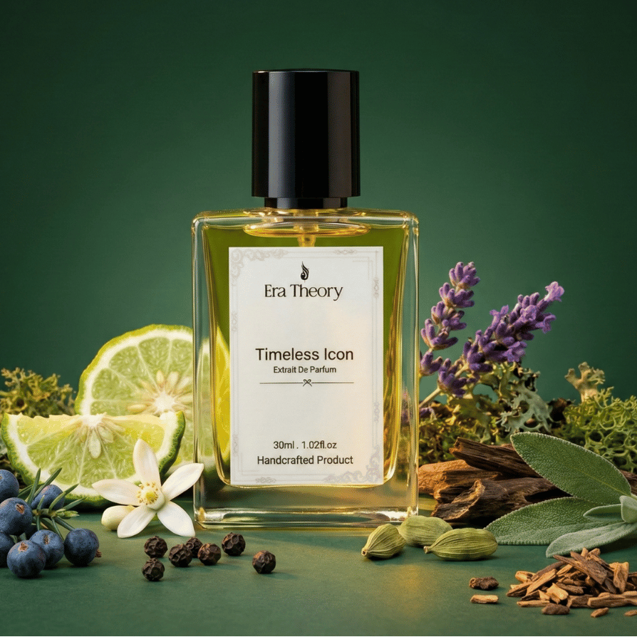 Timeless Icon perfume bottle by Era Theory inspired by Dunhill Icon with notes of neroli and oud