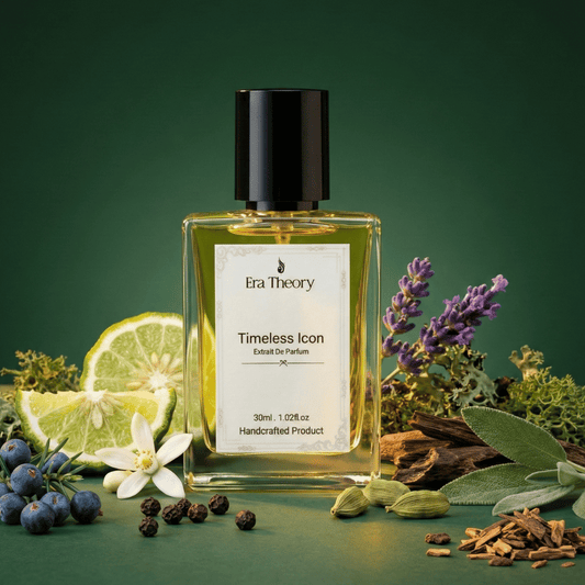 Timeless Icon perfume bottle by Era Theory inspired by Dunhill Icon with notes of neroli and oud